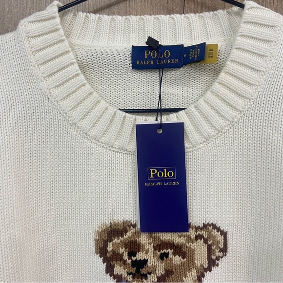 Polo by Ralph Lauren Cream Sweater with Bear Design - Picture 3 of 6